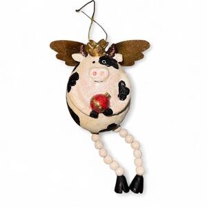 Whimsical Cow Angel Ornament